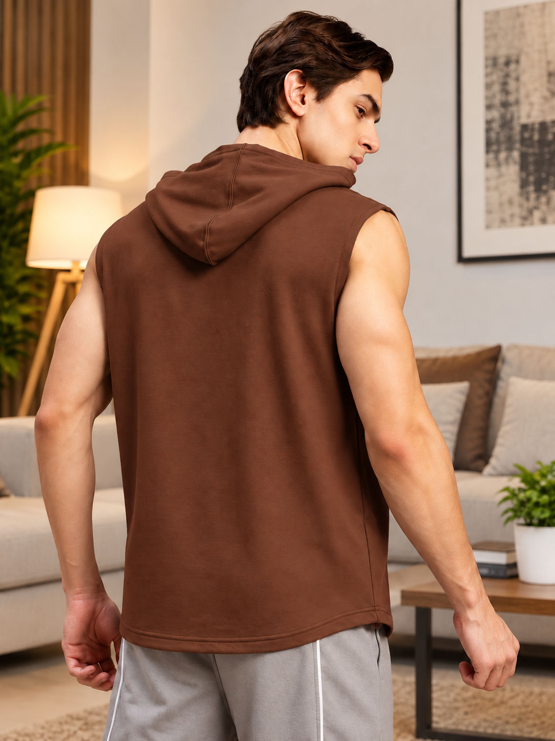 LOGO SLEEVELESS GRAPHIC PRINT BROWN