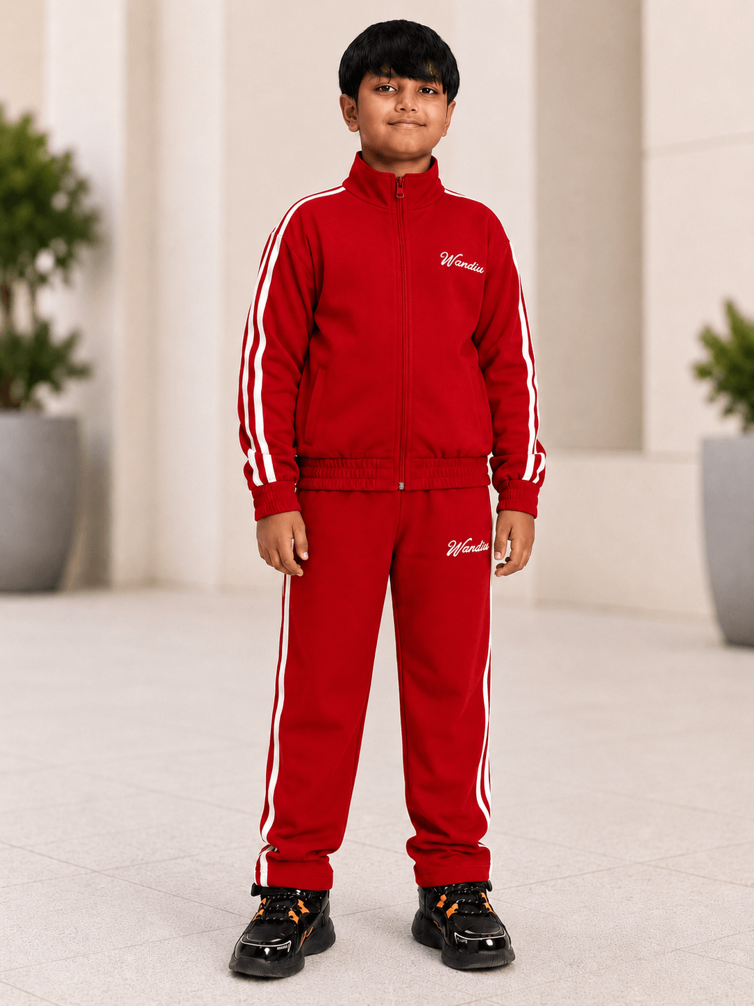 SPORTY ZIP UP CO-ORD SET FOR BOYS AND GIRLS RED