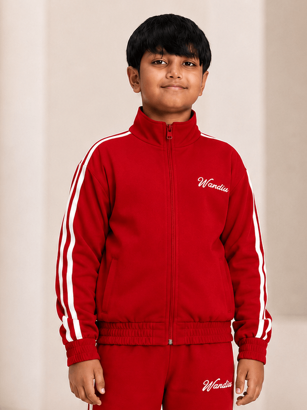 SPORTY ZIP UP JACKET FOR BOYS GIRLS RED