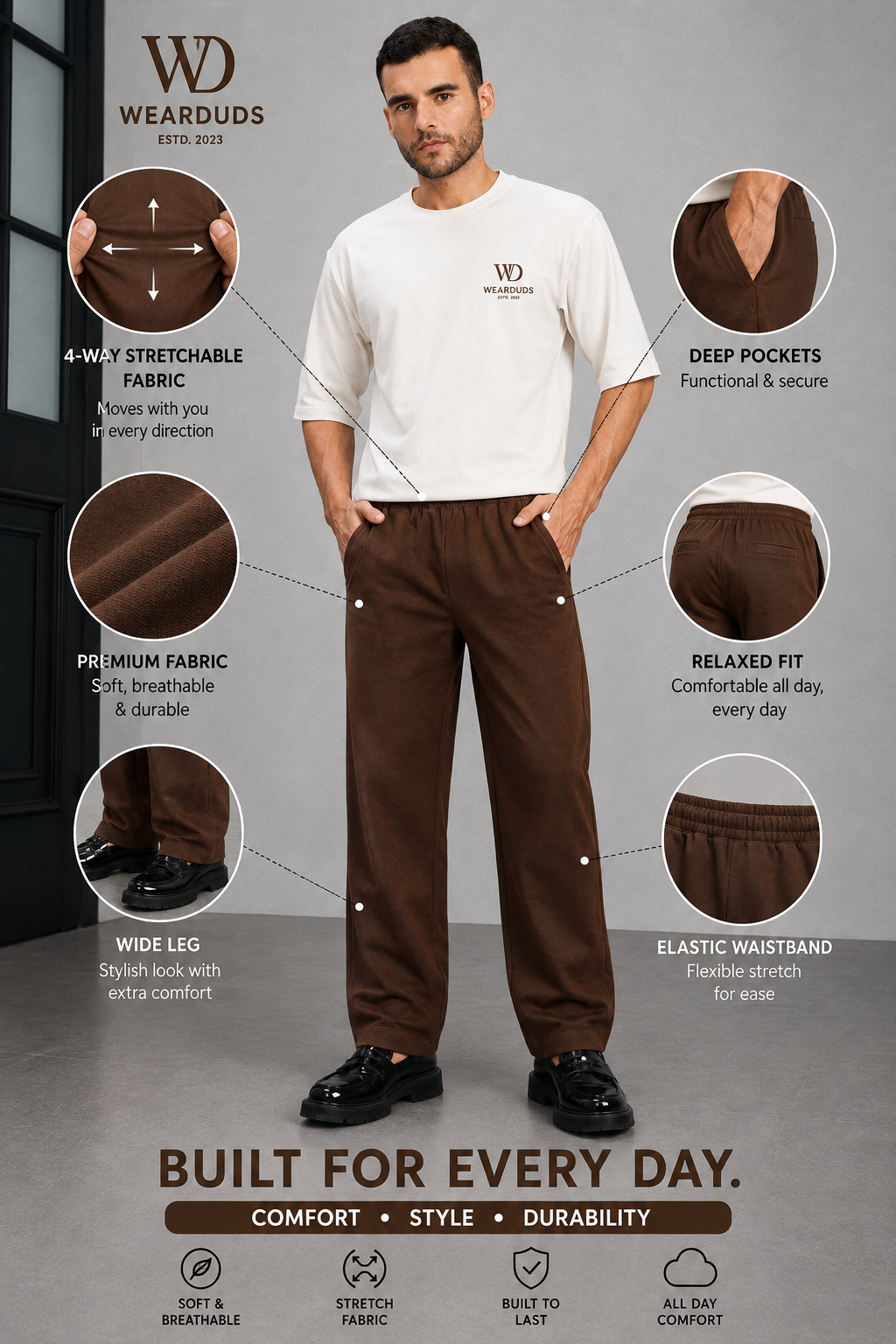 ATHLETIC DRESS TRACK TROUSERS BROWN