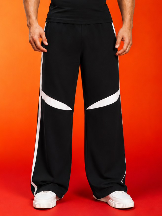 ROSTER RELAXED FIT JOGGERS BLACK WHITE