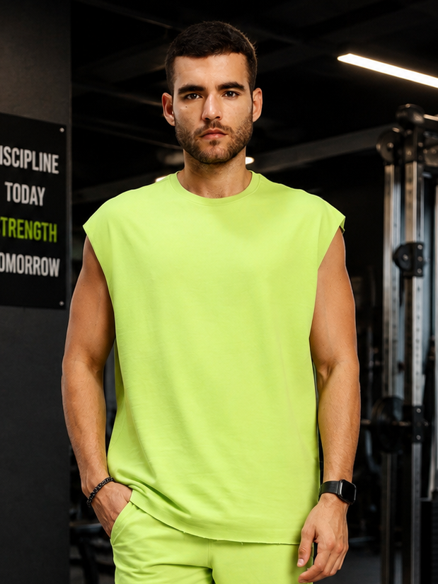 DRIVE MONOCHROME SLEEVELESS T-SHIRT NEON GREEN