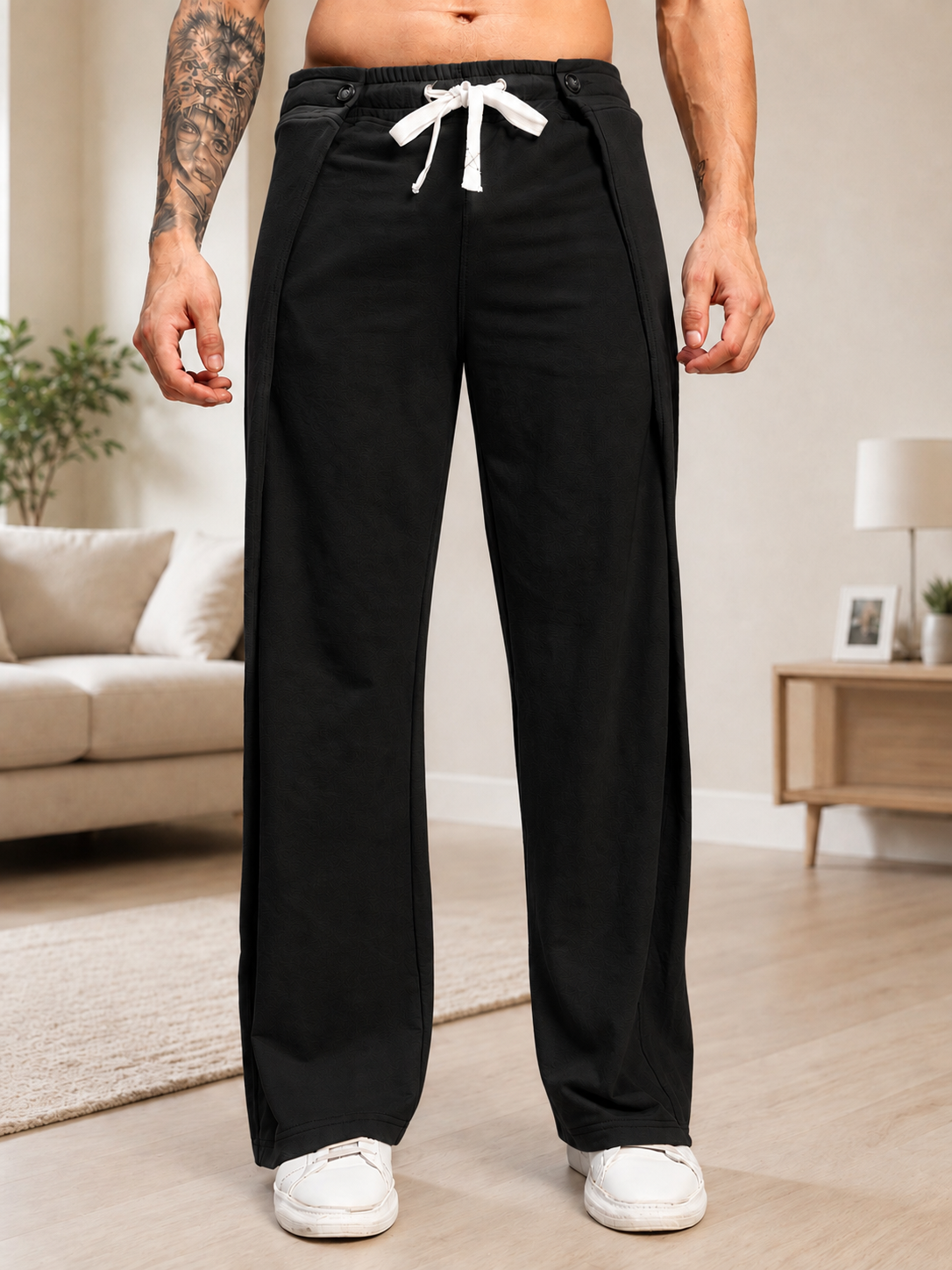 OMEGA FLOW WIDE FIT JOGGERS BLACK