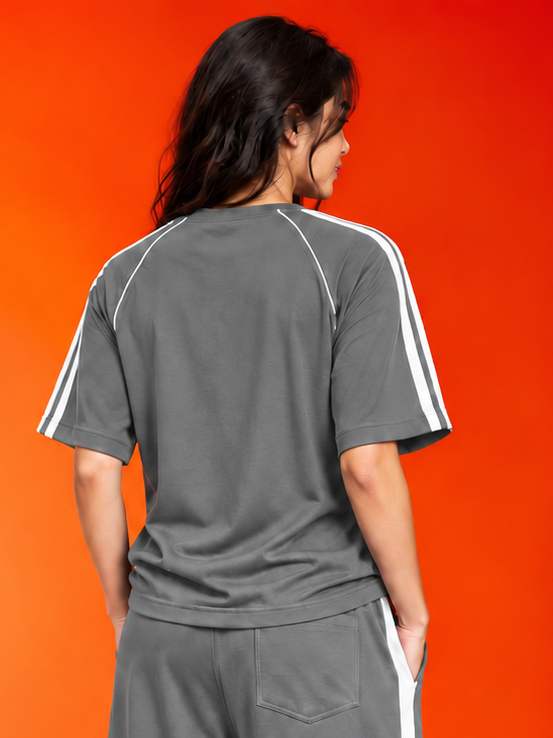 WOMEN ROSTER RELAXED FIT T-SHIRT GREY WHITE
