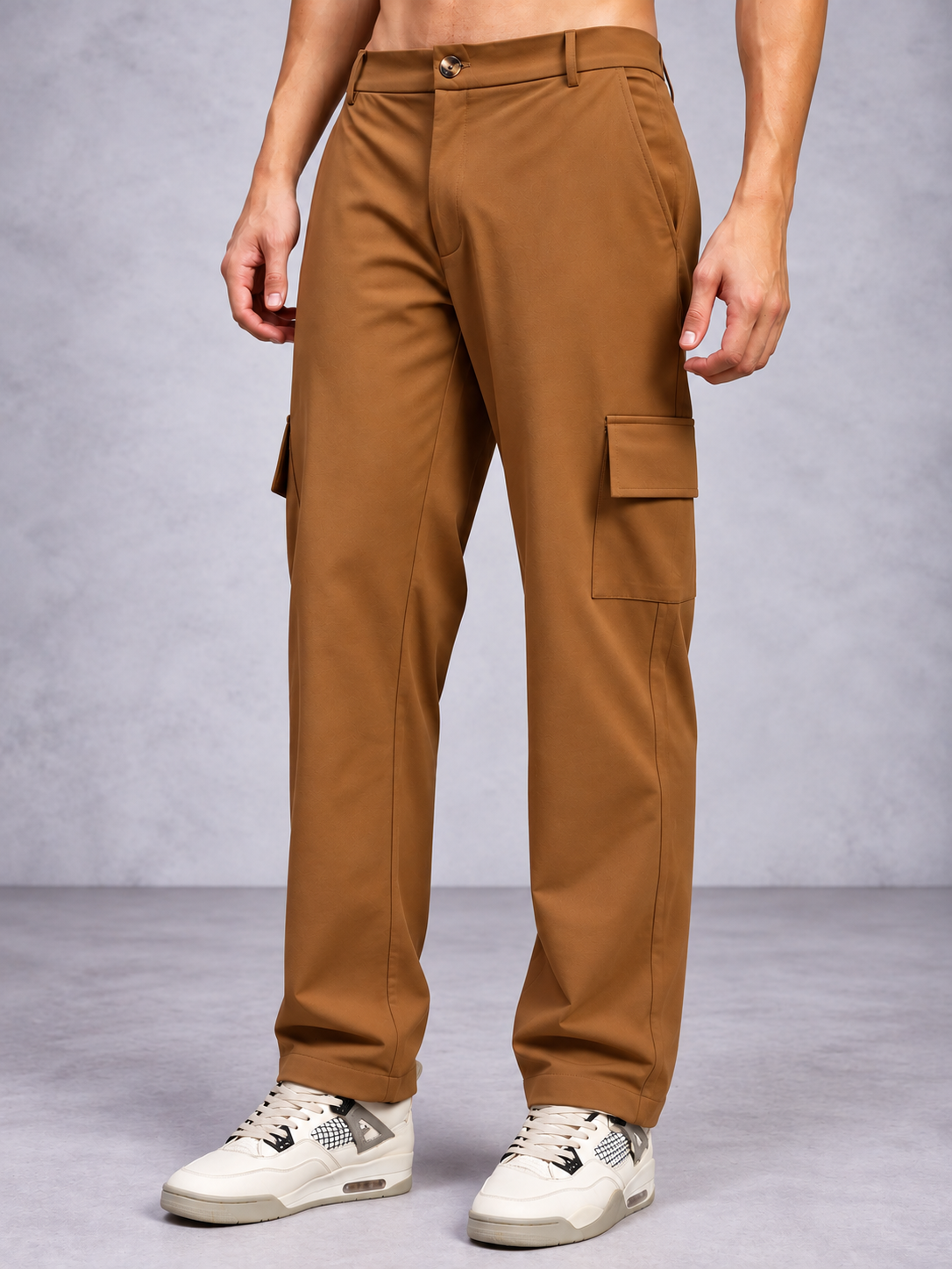 BELT LOOPS CARGO TROUSERS BROWN