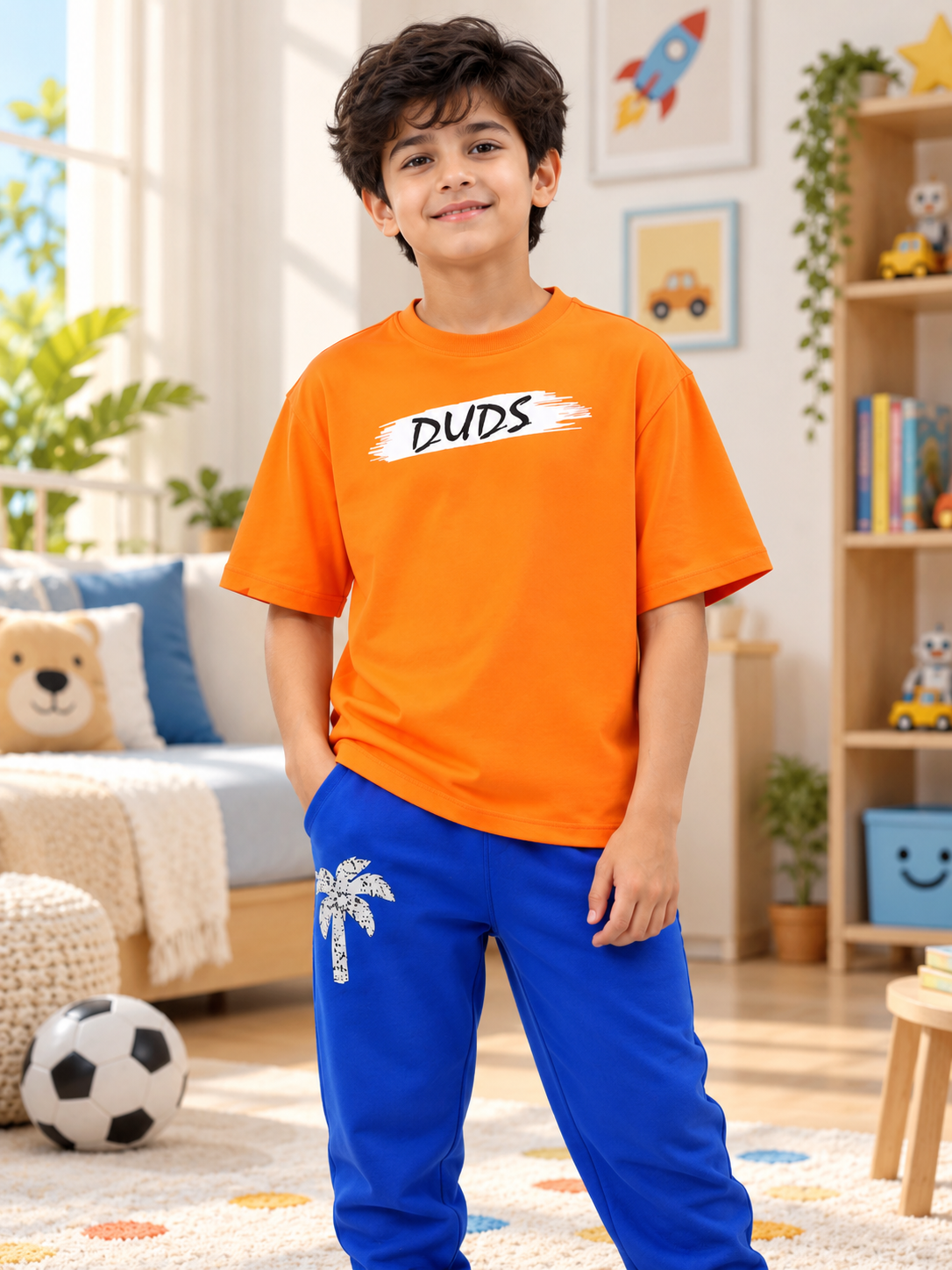 BLOOM QUOTE OVER-SIZED T-SHIRT FOR BOYS GIRLS ORANGE
