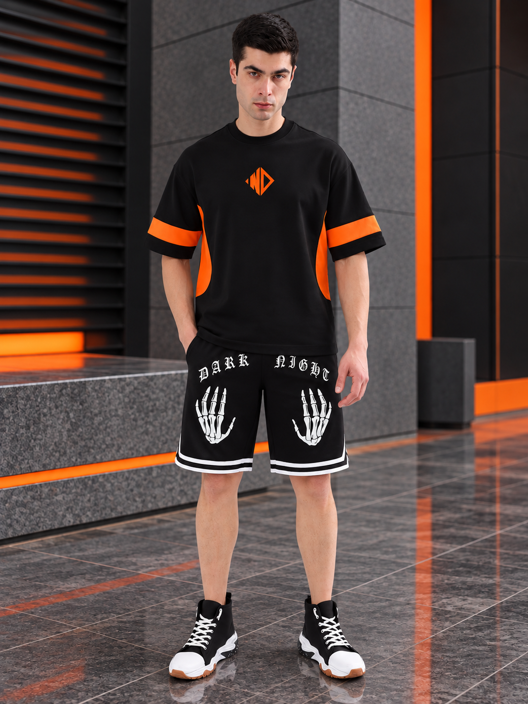 WD GORBCORE OVERSIZED T-SHIRT BLACK ORANGE