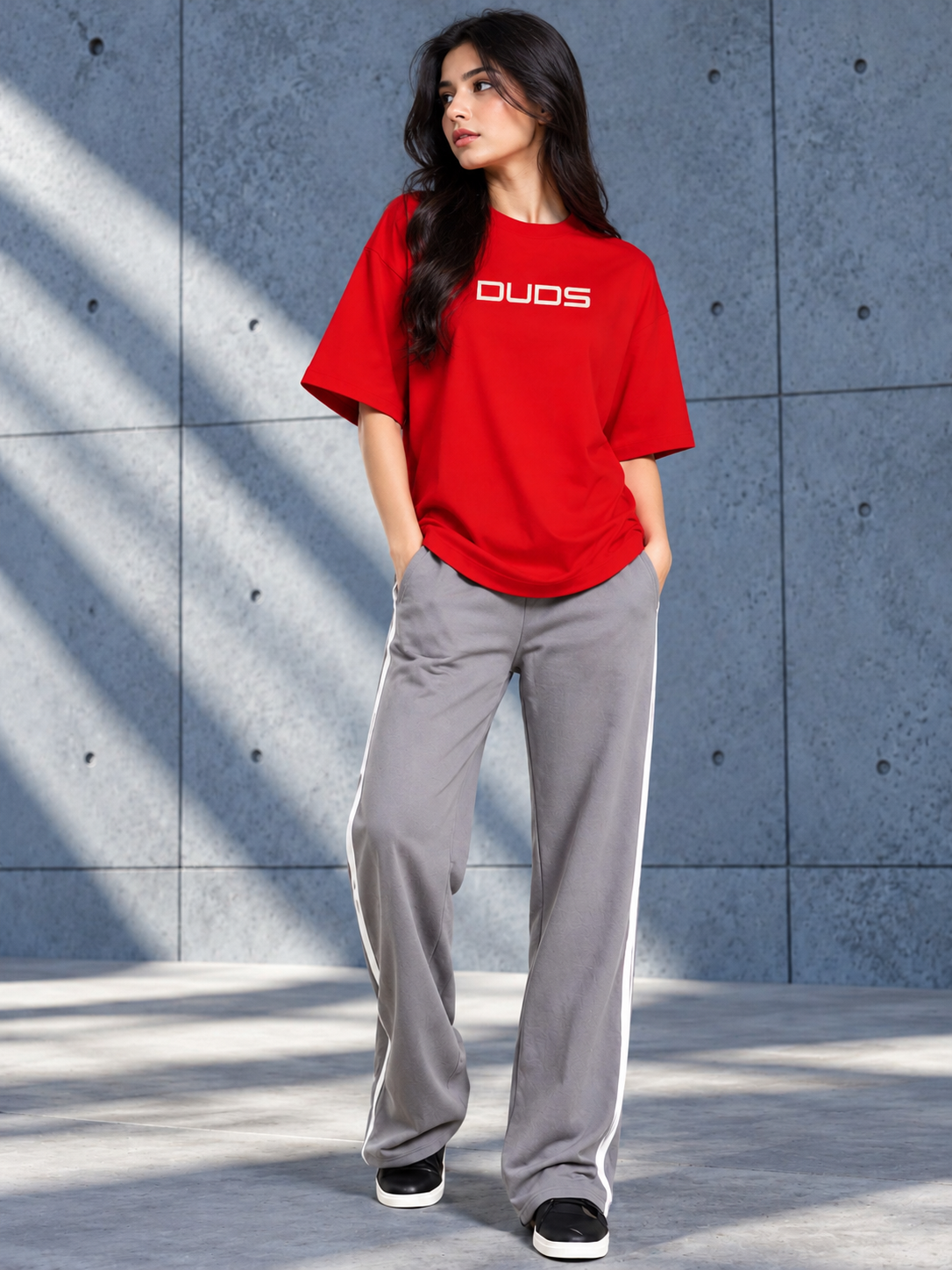 WOMEN PORSCHE PRINTED OVER-SIZED T-SHIRT RED