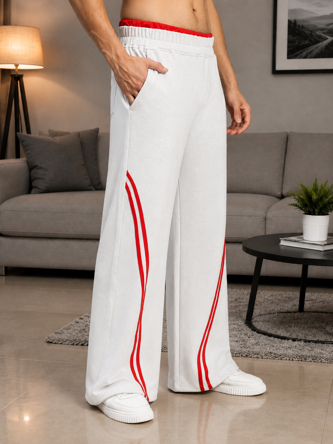 SNOW STREETWEAR BAGGY JOGGERS WHITE