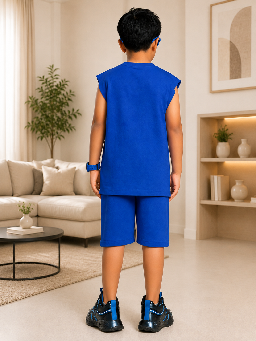 NEON RUSH SLEEVELESS CO-ORD FOR BOYS GIRLS BLUE