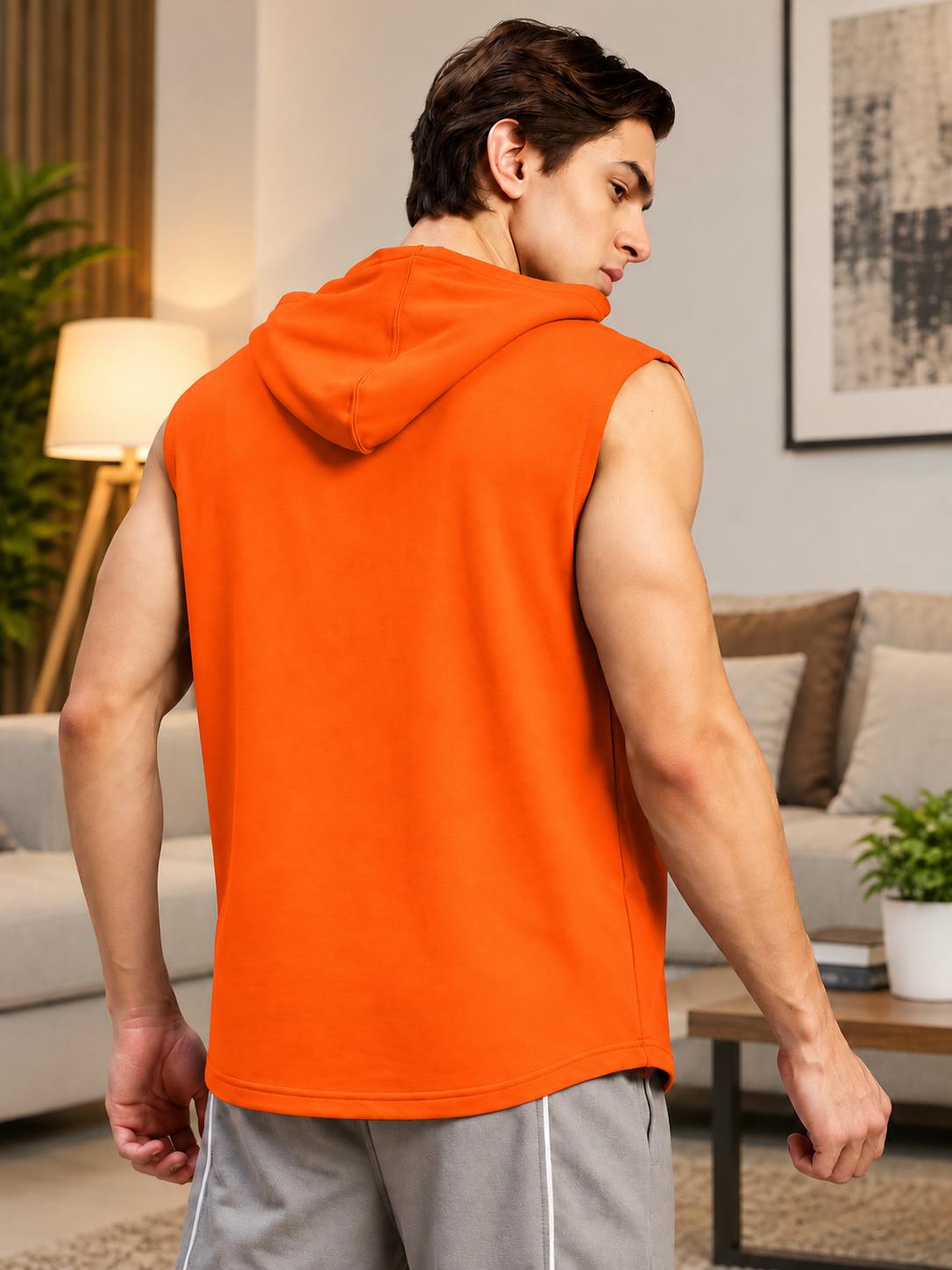 GESTURE SLEEVELESS GRAPHIC PRINT ORANGE
