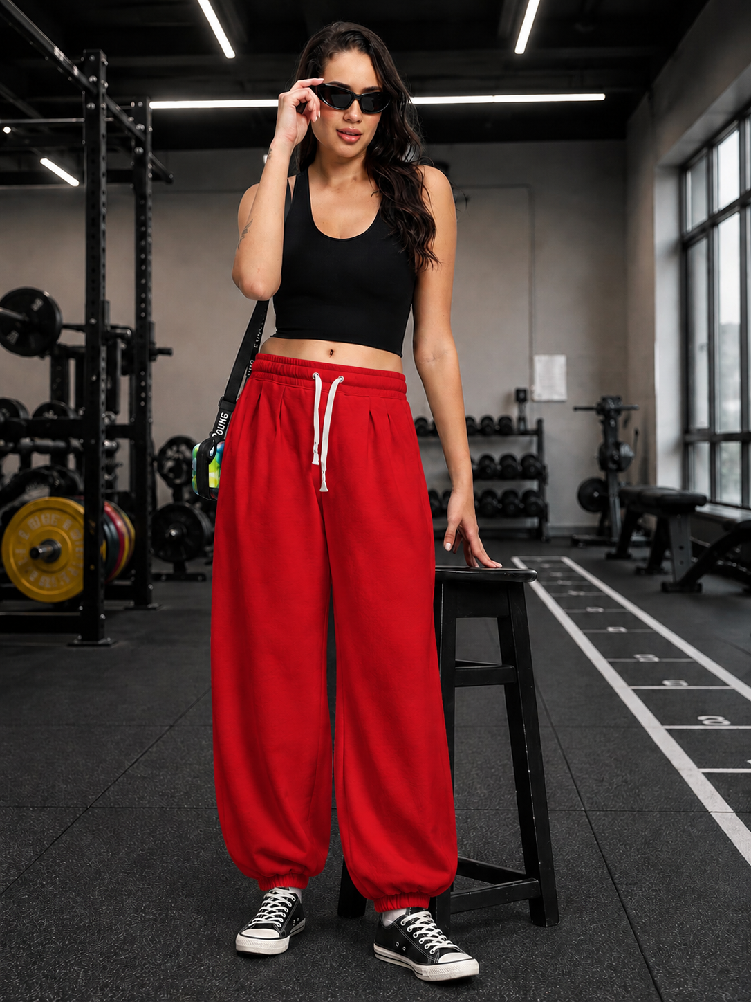 WOMEN COOLFIT BAGGY LOOSE FIT JOGGER RED