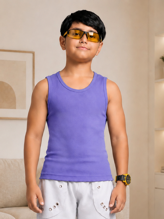 EASY WEAR VEST T-SHIRT FOR BOYS GIRLS LAVENDER BLUE