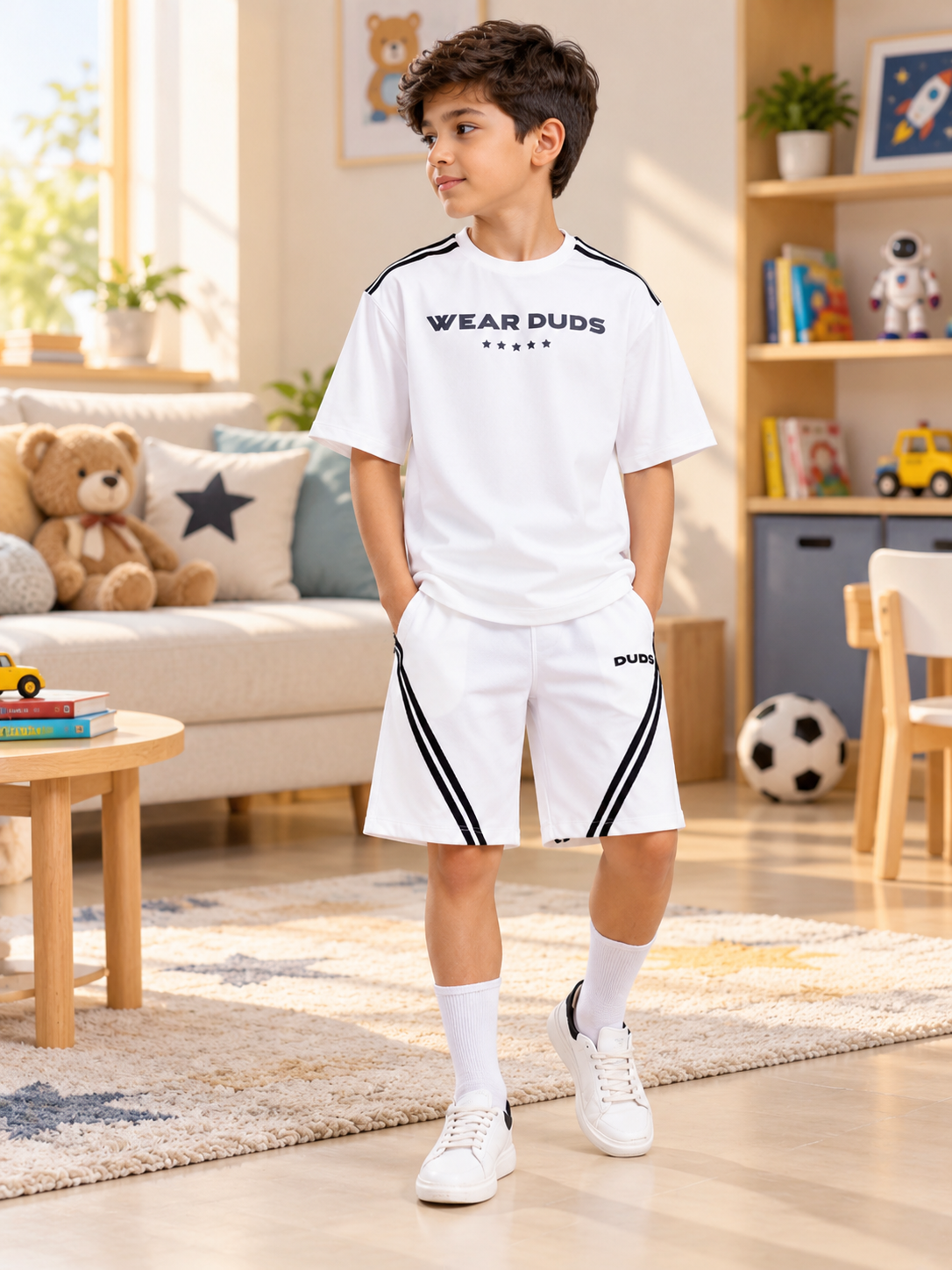 STAR JUMPER OVER-SIZED CO-ORD FOR BOYS GIRLS WHITE
