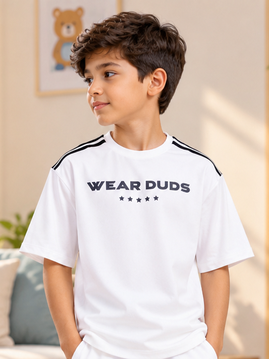 STAR JUMPER OVER-SIZED T-SHIRT FOR BOYS GIRLS WHITE
