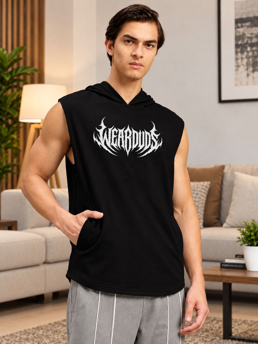 EDGE SLEEVELESS GRAPHIC PRINT BLACK