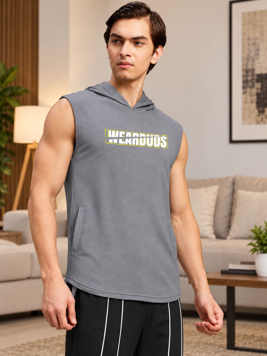 ACTIVEWEAR SLEEVELESS GRAPHIC PRINT GREY