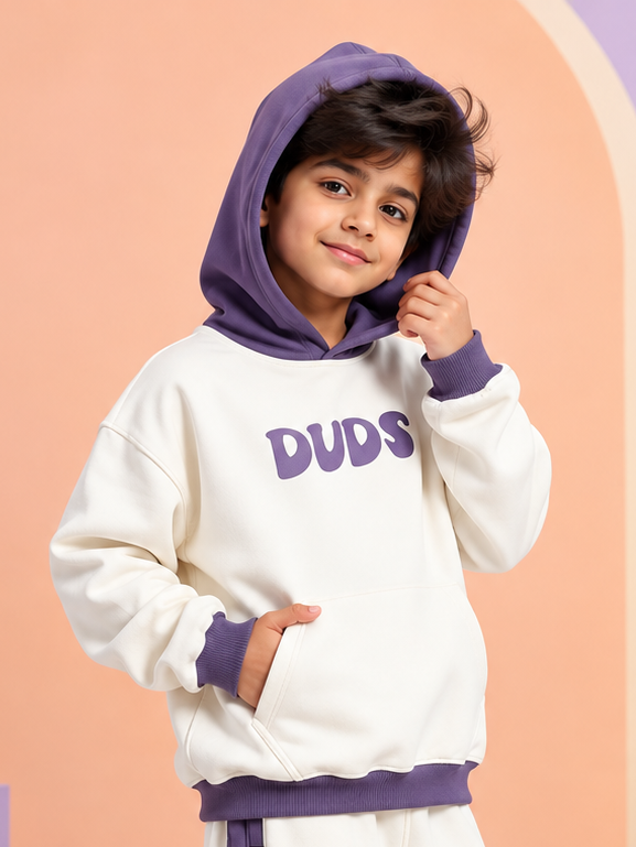 SELF LOVE FLEECE HOODIE KIDS WHITE VIOLET