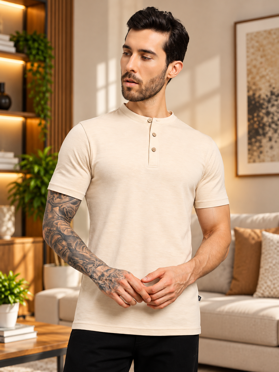ALBET REGULAR FIT T-SHIRT BEIGE
