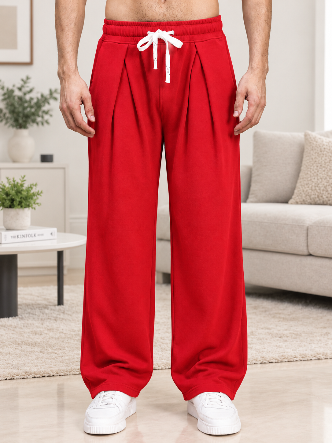 DRAPE TAILORED FIT JOGGERS RED