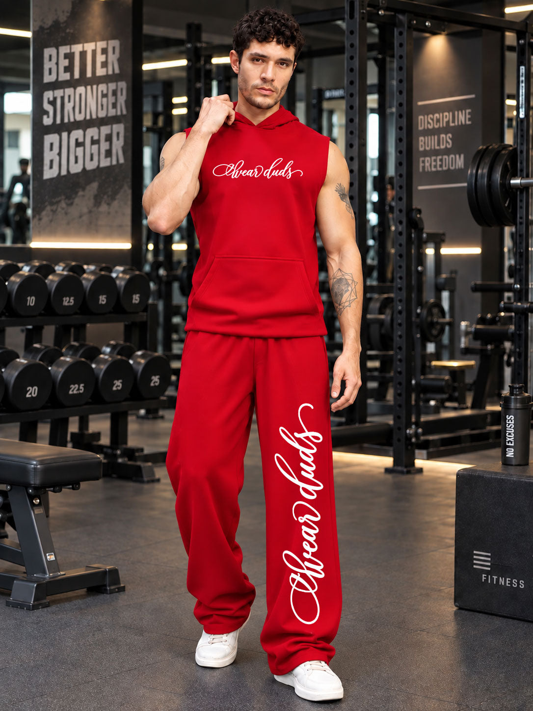 BUILDS FREEDOM SLEEVELESS HOODED CO-ORD RED