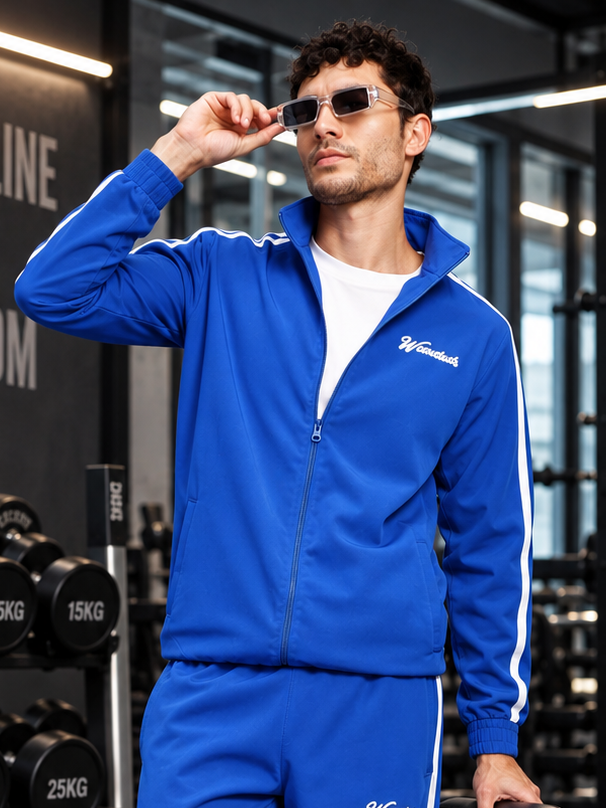 SPORTY ZIP UP RELAXED FIT JACKET BLUE