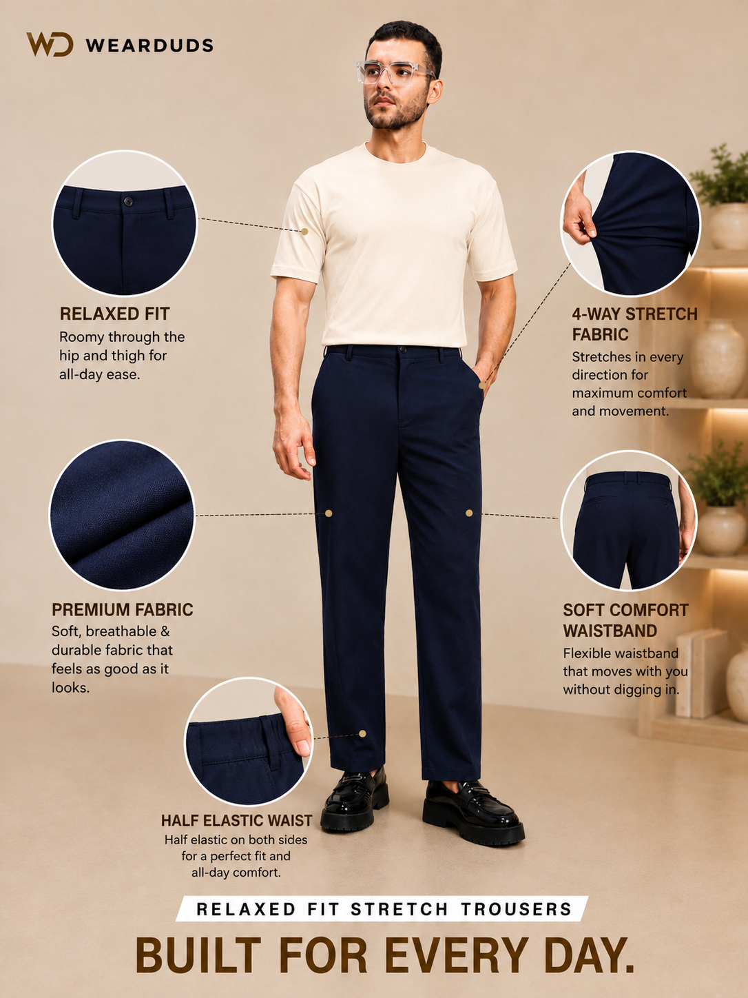 HIGH-FLEX TAILORED PANTS DARK GARY
