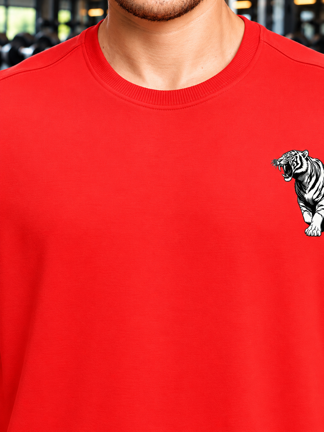 UNIQUE OVERSIZED GRAPHIC GYM T-SHIRT RED