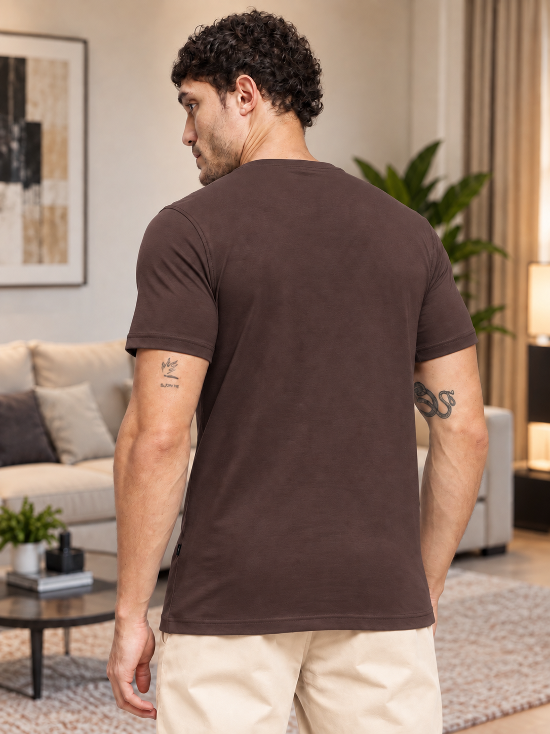 CLASSIC SLIM FIT T-SHIRT DARK BROWN