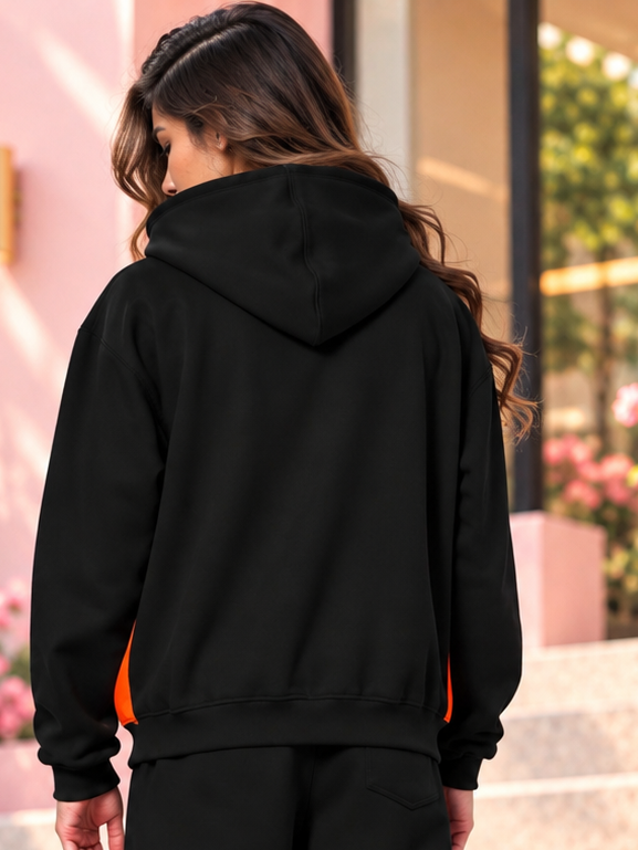 WOMEN WORLDWIDE COTTON FLEECE HOODIE BLACK