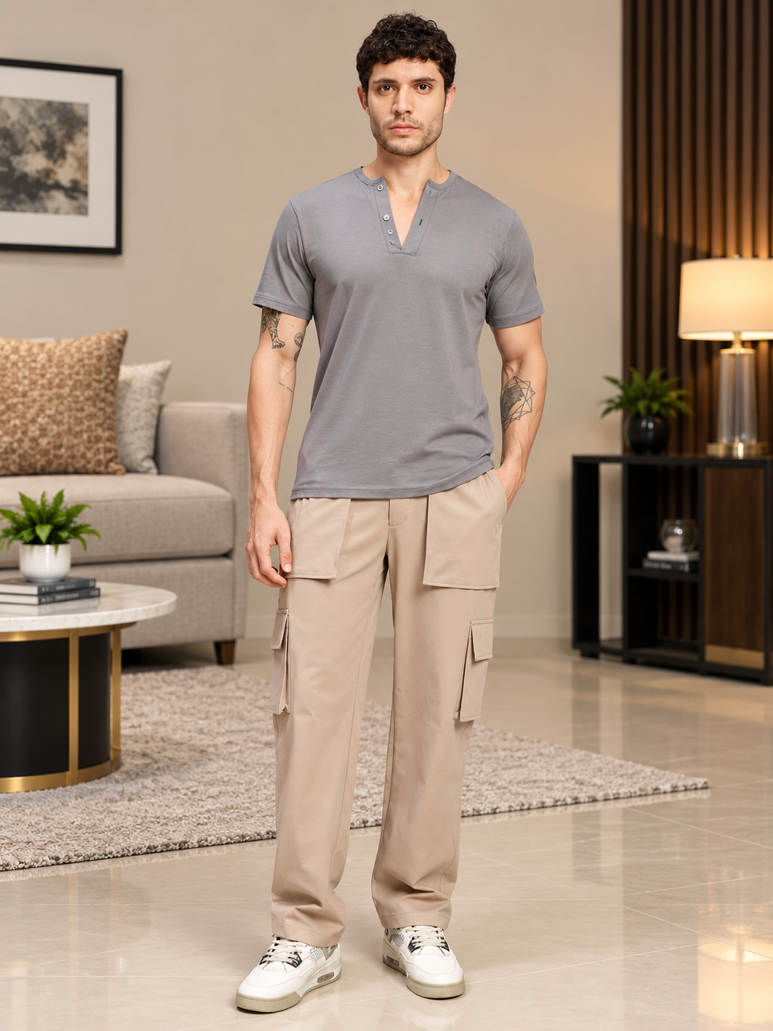 URBAN STREETWEAR OVERSIZED CARGO BEIGE
