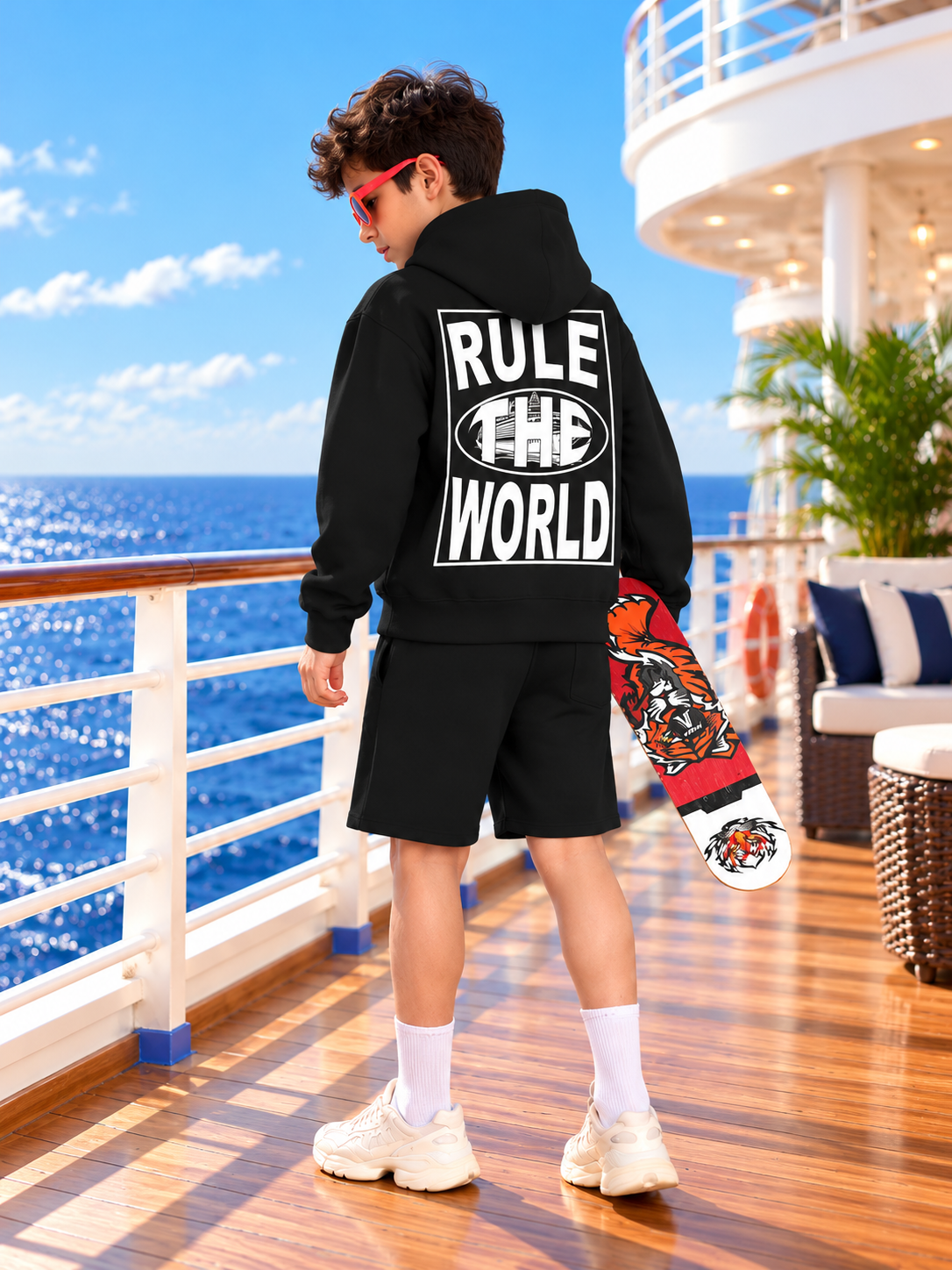 RULE THE WORLD YANTRA FLEECE PANT FOR KIDS BLACK