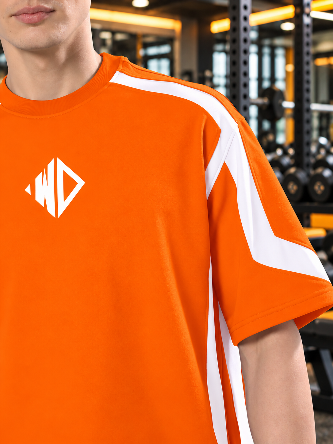 RUGBY OVER-SIZED T-SHIRT ORANGE WHITE