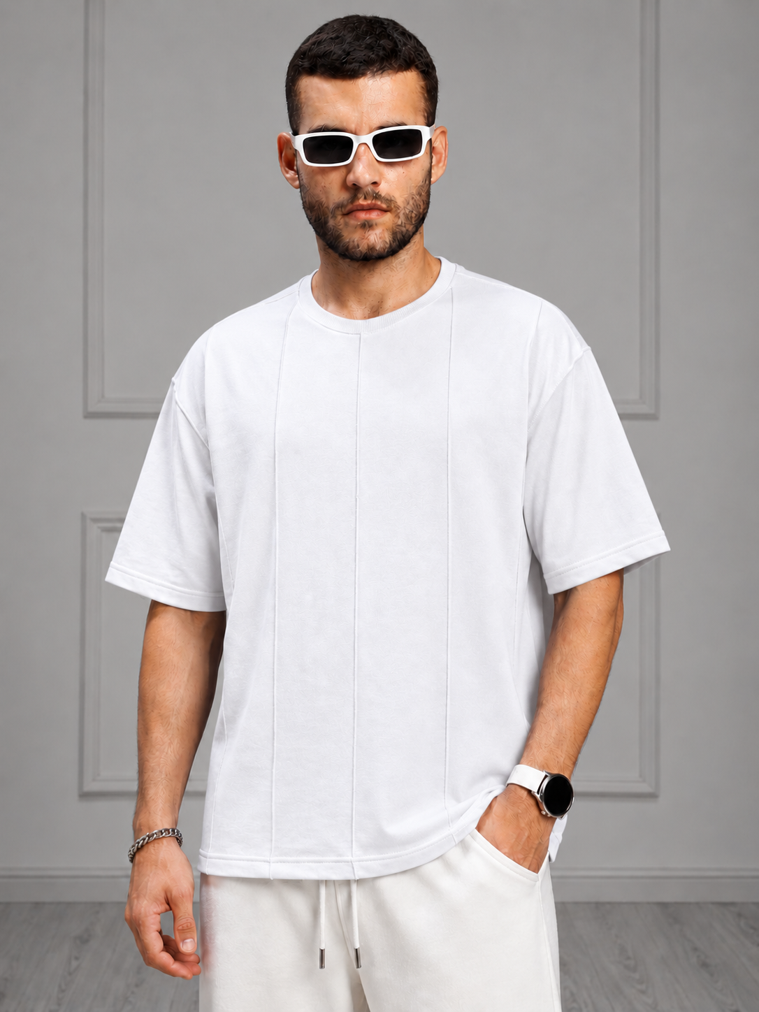 BOXY FIT PANELS OVERSIZED T-SHIRT WHITE