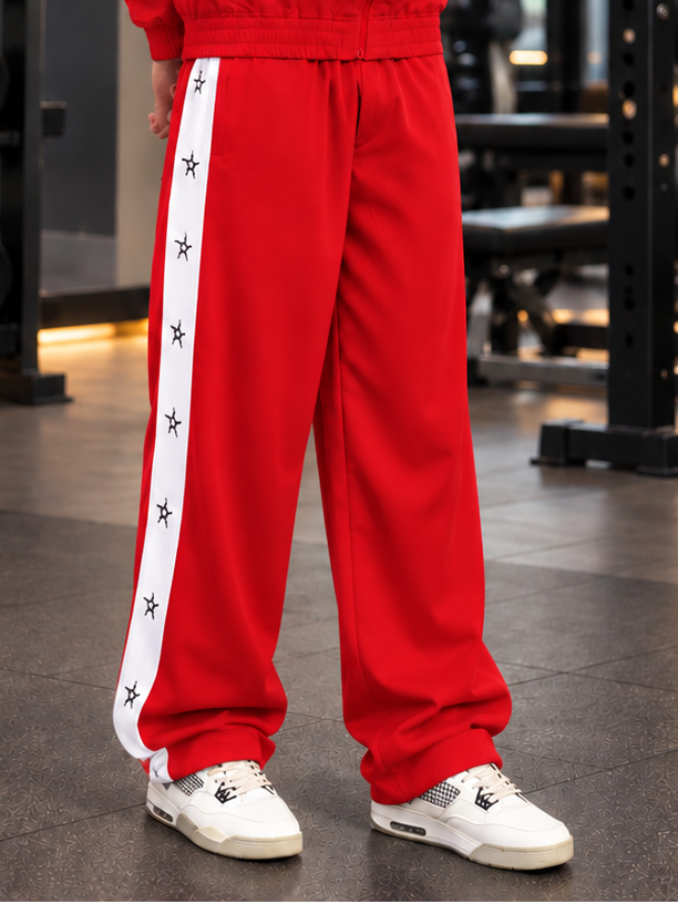 MATCHING LOOSE RELAXED JOGGER RED WHITE