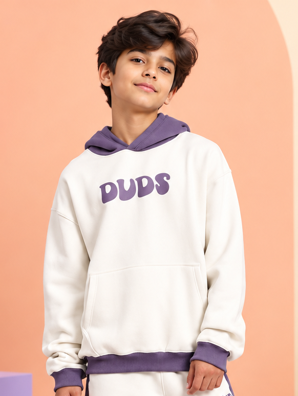 SELF LOVE FLEECE HOODIE KIDS WHITE VIOLET