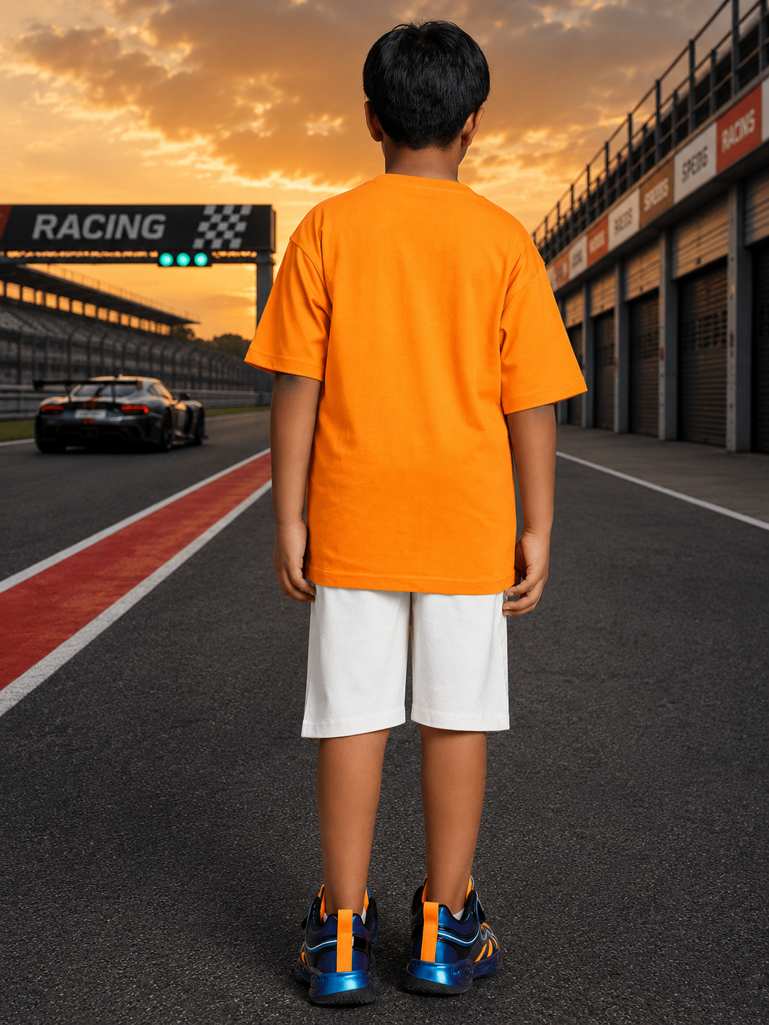 GRAPHIC CAR CASUAL SHORTS FOR BOYS GIRLS WHITE