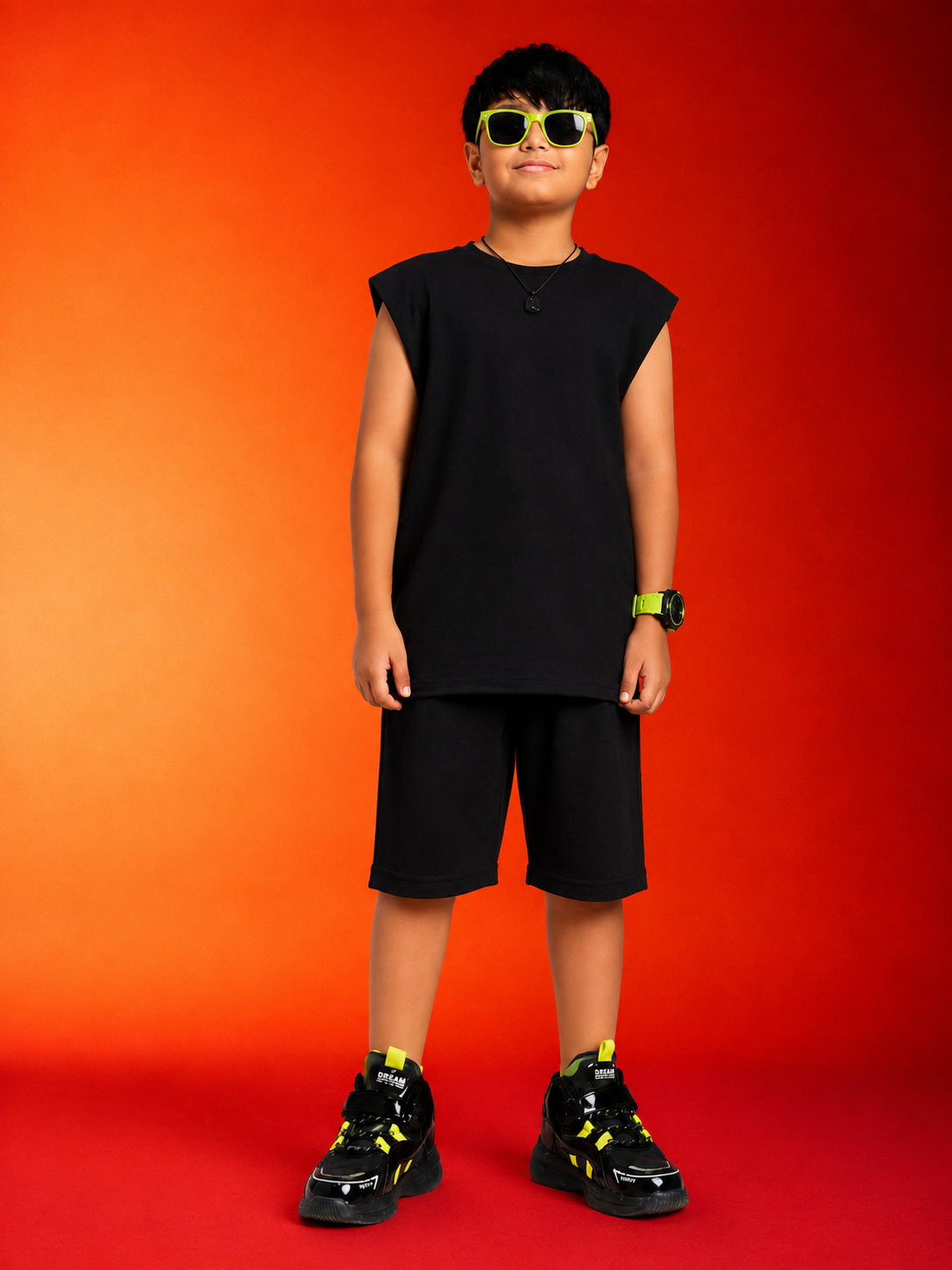 NEON RUSH SHORTS FOR BOYS GIRLS BLACK