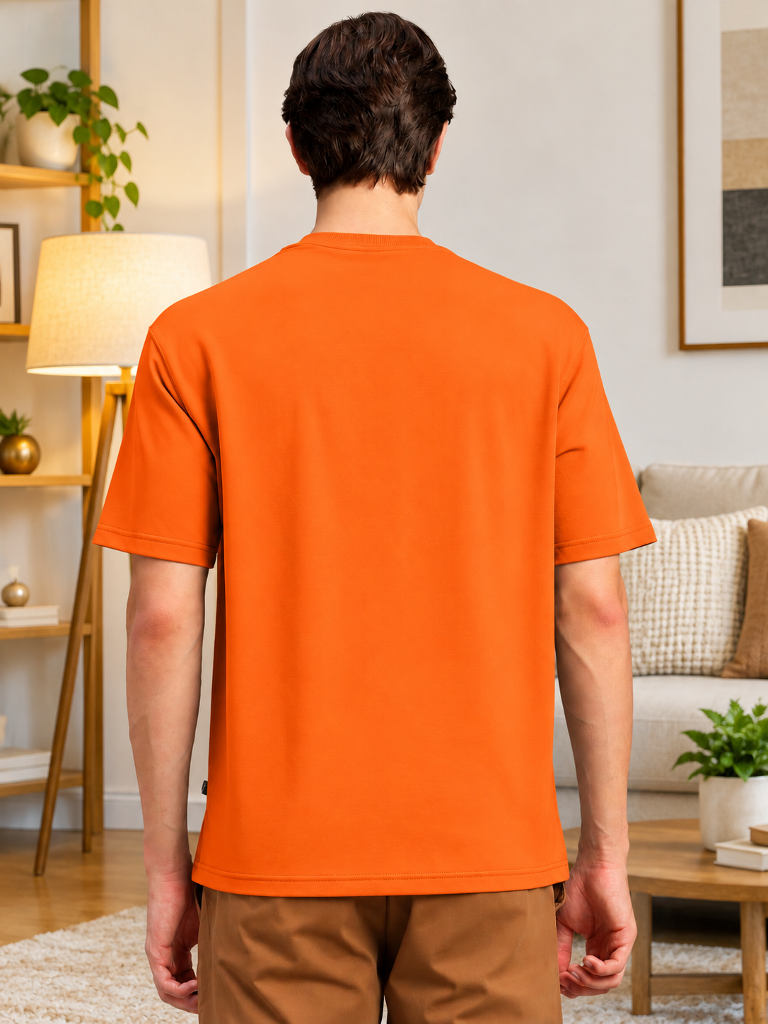 PANEL OVERSIZED CREW T-SHIRT ORANGE