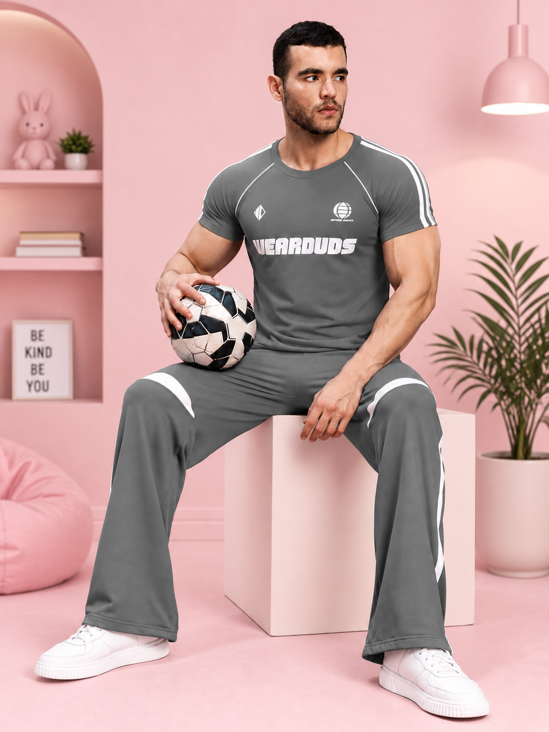 ROSTER FIT CO-ORD SET GREY WHITE