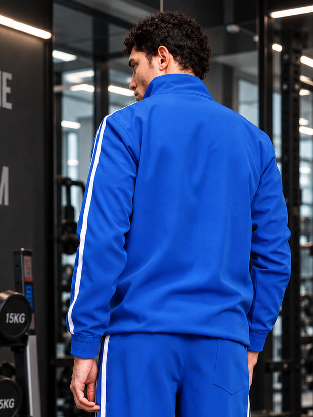 SPORTY ZIP UP RELAXED FIT JACKET BLUE