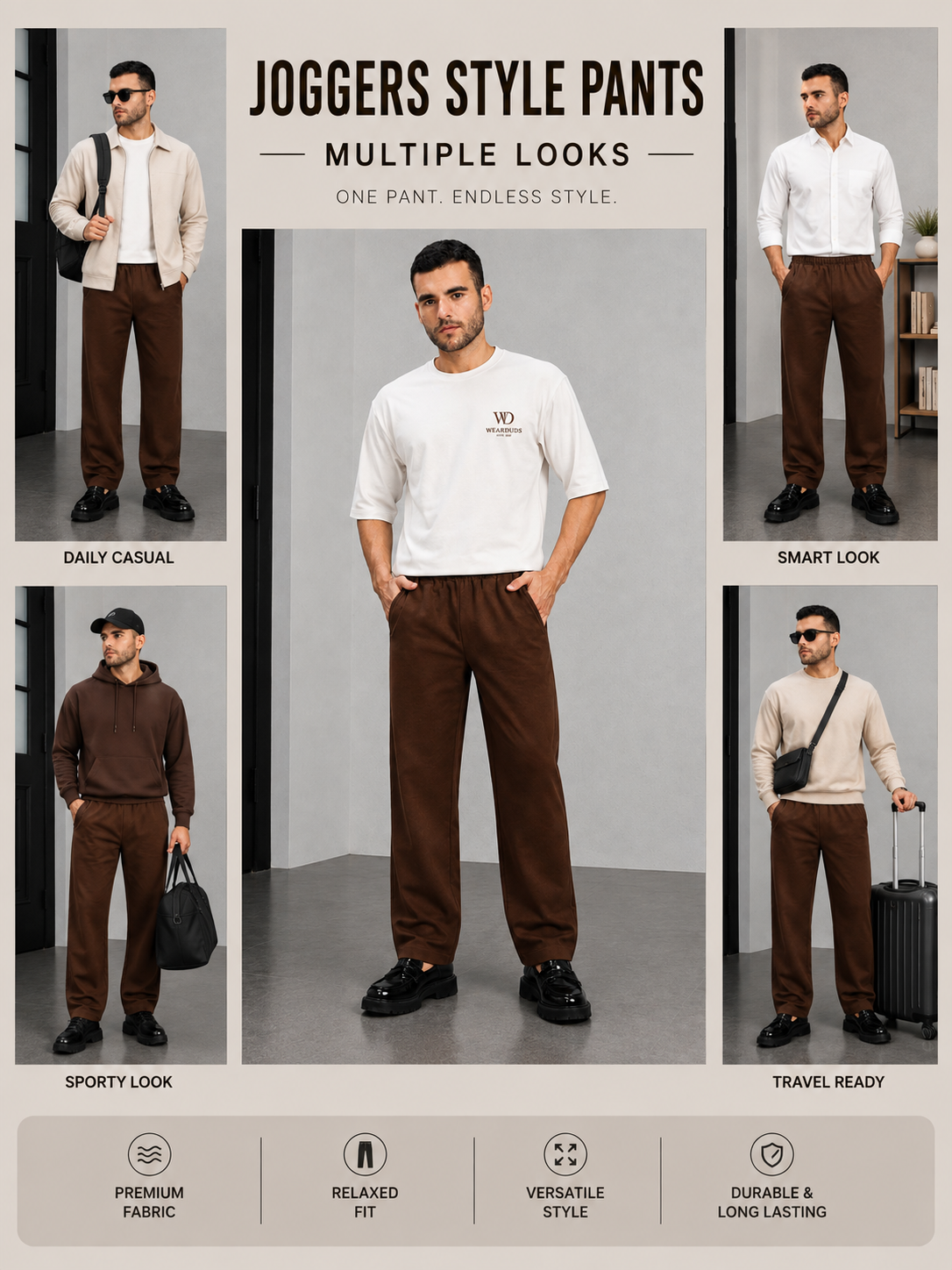 ATHLETIC DRESS TRACK TROUSERS BROWN