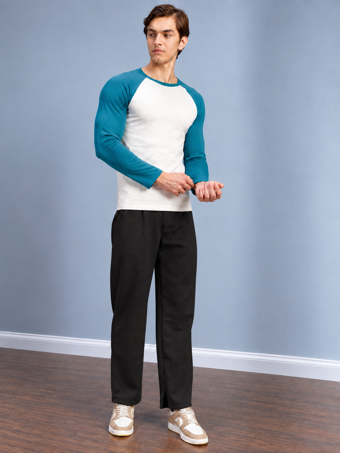 ANKLE FLEX FIT CASUAL PANTS BLACK