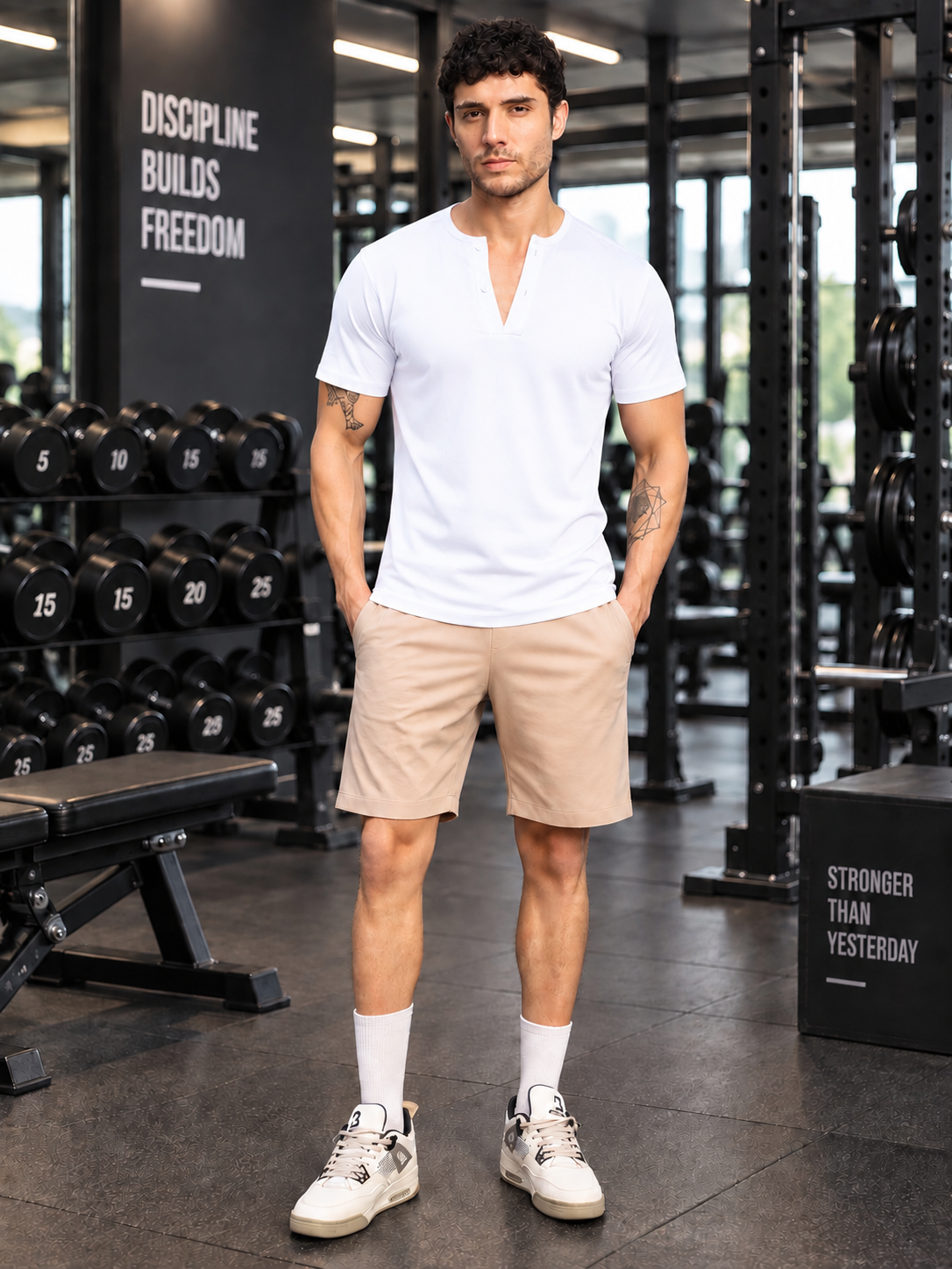 ATHLETIC HENLEY REGULAR FIT T-SHIRT WHITE