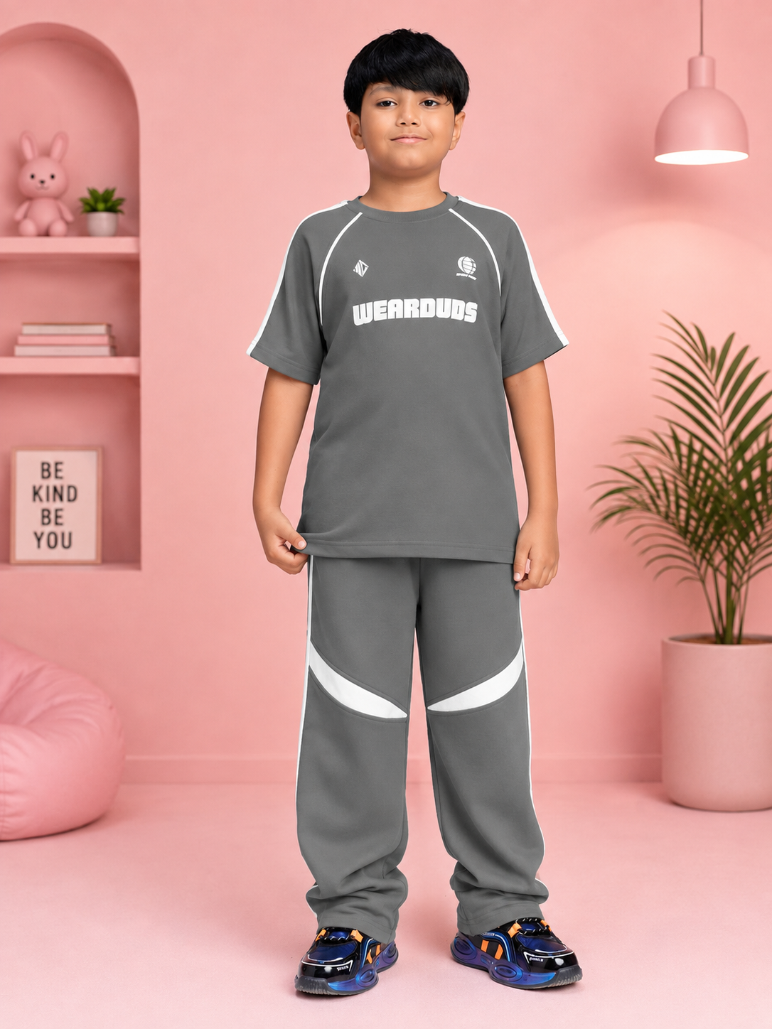 KIDS ROSTER T-SHIRT BOYS GIRLS GREY WHITE