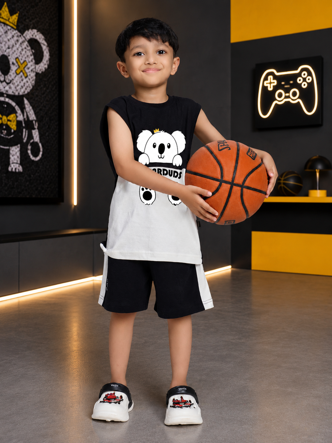 KOALA VIBES T-SHIRT FOR BOYS GIRLS BLACK WHITE