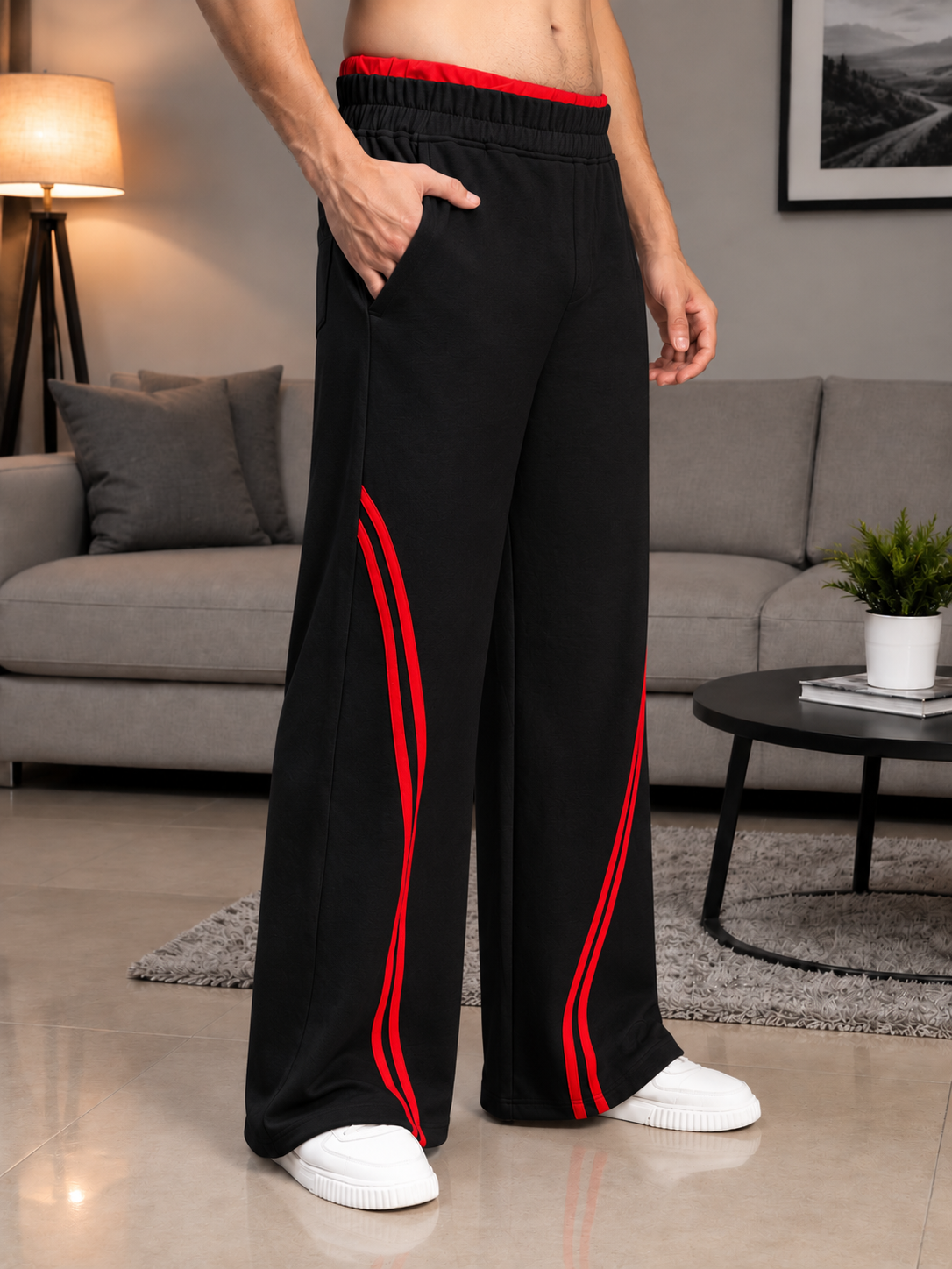SNOW STREETWEAR BAGGY JOGGERS BLACK