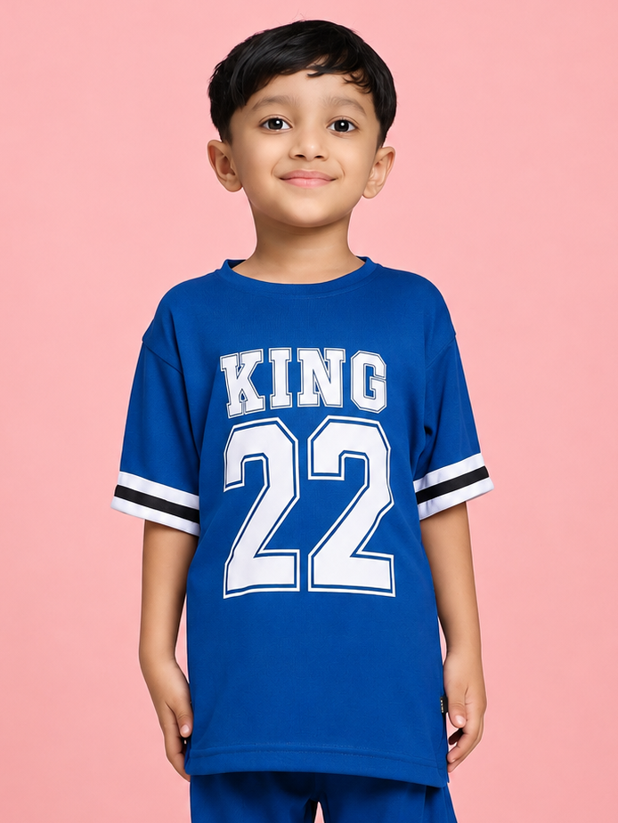 KING 22 VARSITY T-SHIRT FOR BOYS GIRLS BLUE