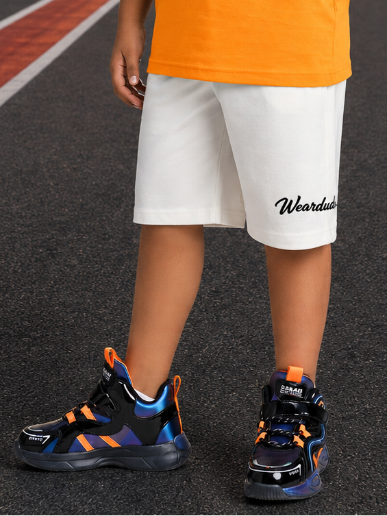 GRAPHIC CAR CASUAL SHORTS FOR BOYS GIRLS WHITE