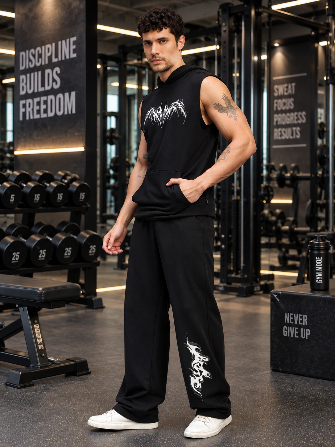PHANTOM SLEEVELESS HOODED CO-ORD BLACK